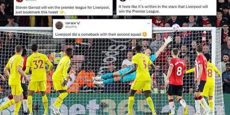 Liverpool fans on social media revel in their 'reserve' side completing the turnaround at Southampton to ensure the title race goes down to the final day as Jurgen Klopp praises his fringe players for 'outstanding' performance