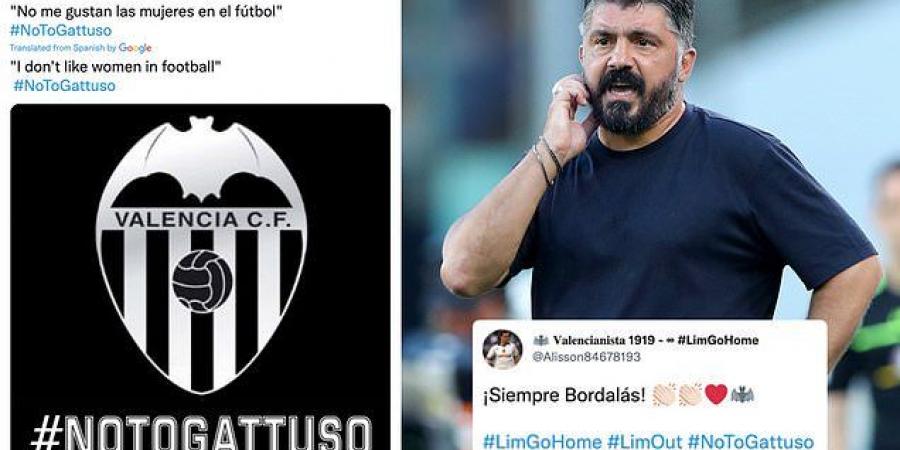 Valencia fans follow the lead of Tottenham supporters a year ago by rallying against appointing Gennaro Gattuso as their new boss... with angry fans getting #NoToGattuso trending over historic controversial comments against women and homosexuality