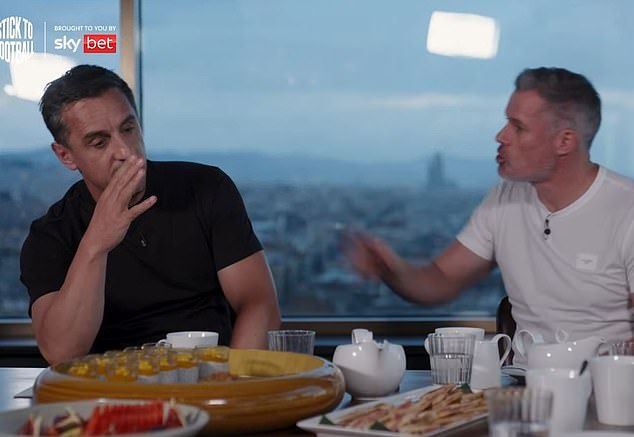 Gary Neville (left) and Jamie Carragher (right) have been involved in a heated debate about Liverpool and Manchester United's managers