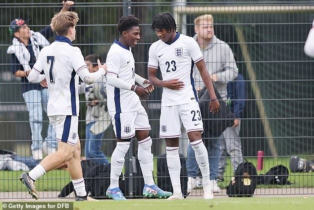 The son of a former Three Lions legend has been hailed after scoring the winning goal in England's Under-17s victory over Germany on Tuesday