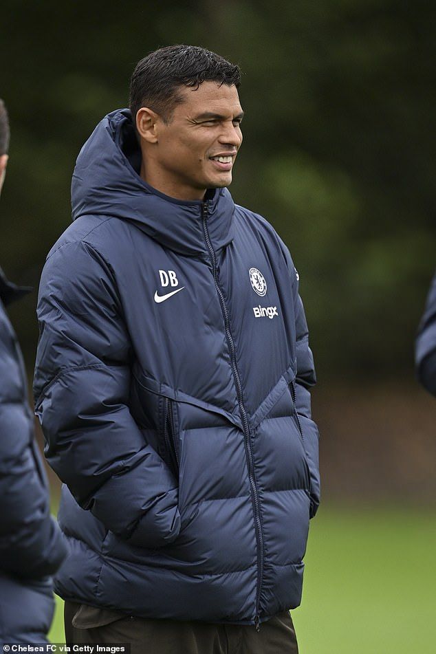 Thiago Silva was pictured attending a training session on his return to Chelsea on Tuesday