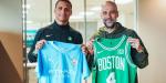 Time for a Pep-talk! Guardiola seen coaching Boston Celtics boss Joe Mazzulla ahead of NBA Finals - after basketball boss opens up on 'studying Man City manager's tactics'