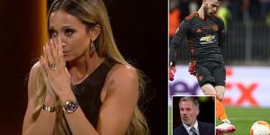 Jamie Carragher ruthlessly teases CBS presenter Kate Abdo for devastated reaction to Manchester United's Europa League shootout defeat by Villarreal, leaving Micah Richards in fits of laughter... telling host: 'I'm sure you have to be IMPARTIAL!'