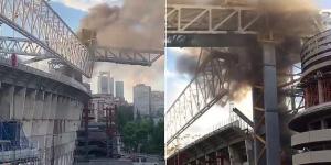 Real Madrid's Bernabeu stadium catches FIRE amid £500m redevelopment... but 'small foam insulation' blaze was put out in just '15 minutes' despite plumes of smoke billowing out