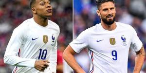 France star Kylian Mbappe 'was so LIVID with Olivier Giroud after Bulgaria friendly win that he nearly held angry press conference' - with Chelsea striker accusing Les Bleus team-mates of not passing to him