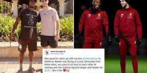 Jordan Henderson hangs out with former Liverpool team-mate Daniel Sturridge in Mallorca as he continues to enjoy his time off before hooking up with Jurgen Klopp and Co next week