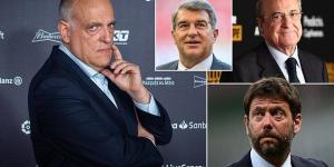 'The whole thing is a bit of a JOKE': LaLiga chief Javier Tebas continues to slam European Super League plans... but gives rebel clubs Real Madrid, Barcelona and Juventus some credit for wanting to work with the game's governing bodies 