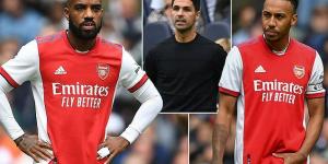 Mikel Arteta handed major blow hours before 2021-22 season gets underway with Pierre-Emerick Aubameyang and Alexandre Lacazette both set to miss Arsenal's trip to newly-promoted Brentford through illness