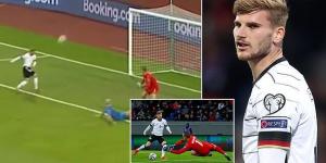 'Timo Werner doing a Timo Werner':  Chelsea forward left-red faced after another HORROR miss for Germany.... but he makes amends by scoring late on to seal 4-0 rout of Iceland