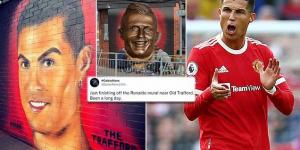 A new mural celebrating Cristiano Ronaldo's triumphant Man United return appears by Old Trafford... but fans hilariously compare it to EastEnders' Pat Butcher and THAT disastrous former statue in Lisbon
