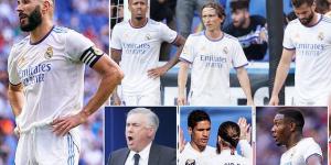 PETE JENSON: Real Madrid's season is threatening to descend into CHAOS after two shock defeats... the defence looks broken without Varane and Ramos, Benzema is isolated and injuries are forcing Ancelotti to tinker