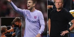 Barcelona boss Ronald Koeman is 'NOT convinced by Gerard Pique and is suspicious of his close relationship with club president Joan Laporta' amid increasing pressure on manager