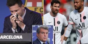 We wanted Messi to play for us for FREE, admit Barcelona, with president Joan Laporta confessing just how deep their financial crisis has gone... even though he tried to re-sign NEYMAR in a misguided move while heading for £1bn debts