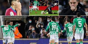 Barcelona 0-1 Real Betis: Xavi suffers first defeat as Juanmi's late goal stuns the Nou Camp... and Gavi could be out of crucial Champions League clash against Bayern Munich on Tuesday
