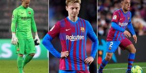 Barcelona 'place Frenkie de Jong, Marc-Andre ter Stegen AND Sergino Dest on the transfer list' with club 'willing to cash in' on their underperforming stars after their shock Champions League knockout 