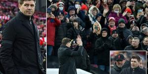 Liverpool fans give legend Steven Gerrard a standing ovation on his first return to Anfield after SIX years away... but the new Aston Villa boss is unable to upset his former club in narrow Premier League defeat