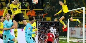 Erling Haaland appears to defy GRAVITY as he hangs in the air Ronaldo-style then nods home in Borussia Dortmund's 3-0 win over Bundesliga strugglers Greuther Furth 