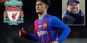 Liverpool 'are prepared to hand Barcelona wonderkid Gavi £80,000... FIFTY TIMES his current salary' to lure the midfield sensation to Anfield... with the cash-strapped Catalan side needing to free up their wage bill