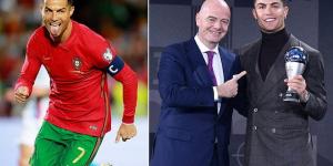 Cristiano Ronaldo presented with FIFA Special Award at 'The Best' ceremony, as Portuguese superstar insists 'it is a dream' to break the all-time international goal scoring record