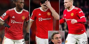 Report claims Ralf Rangnick has told Manchester United chiefs Harry Maguire, Luke Shaw and Aaron Wan-Bissaka are NOT good enough to be playing for the club... with the German insisting defensive trio need replacing