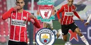 Liverpool and Man City 'hold transfer talks' with PSV Eindhoven winger Cody Gakpo, despite the Netherlands international being 'on the verge of signing new long-term deal with the Dutch side until 2026'