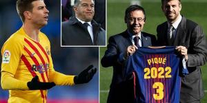 Gerard Pique's old Barcelona contract that he signed in 2018 is leaked by the Spanish press... with the defender 'previously earning £23m-a-year' before he took a pay cut to help the club's dire financial situation