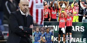 Distracted, Erik? Manchester United-bound Ten Hag sees his Ajax side blow Dutch Cup glory as PSV Eindhoven come from behind in Rotterdam with two goals in TWO minutes from Erick Gutierrez and Cody Gakpo 