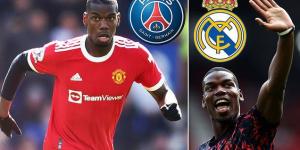 Paul Pogba 'leaves Man United WhatsApp group after telling team-mates he's off this summer with two contract offers already' amid Real Madrid and PSG interest - days after saying Old Trafford career is 'not over'
