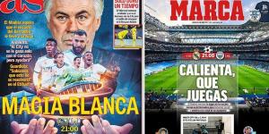 Spanish papers call on the 'white magic' and 'charm' of the Bernabeu to carry Real Madrid past Man City and into the Champions League final as Carlo Ancelotti's side look to overturn 4-3 deficit after last week's thriller