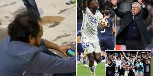THAT'S why you stay to the end! Madrid fans who left the Bernabeu early are forced to watch their team's stunning Man City comeback on their MOBILES outside the stadium after hearing the roars as Rodrygo's goal sparked the turnaround