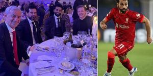 'Great time for new contract negotiations?': Liverpool fans go wild as Mo Salah and his agent are pictured with sporting director Michael Edwards - and his replacement Julian Ward - at dinner in London