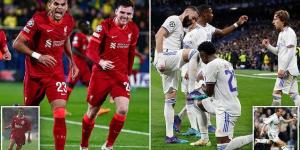 EXCLUSIVE: Michael Owen predicts Liverpool will 'blow away' Real Madrid in the Champions League final by THREE goals... but warns Vinícius Jr could be a 'weapon' against high line on the counter attack