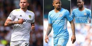 Manchester City 'hoping to raise more than £200m from player sales to aid their Kalvin Phillips pursuit' with Gabriel Jesus and Raheem Sterling both possible departures from the Etihad this summer