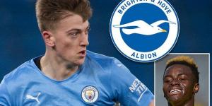 Brighton consider signing Manchester City forward Liam Delap on loan after agreeing £6m deal with Danish club Nordsjaelland for Ivory Coast winger Simon Adingra