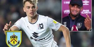 Vincent Kompany completes his first signing as Burnley boss as MK Dons star Scott Twine joins Turf Moor outfit on four-year deal... but Daniel Ballard's proposed move from Arsenal 'collapses after terms couldn't be agreed'
