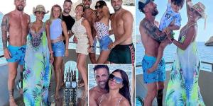 Lionel Messi continues his holiday with former Barcelona team-mates Cesc Fabregas and Luis Suarez - as the Paris Saint-Germain star relaxes on a boat with wife Antonela Roccuzzo and his son