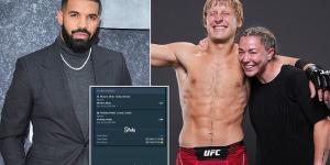 Rapper Drake pockets £3MILLION after double bet on Liverpool duo Paddy Pimblett and Molly McCann to win at UFC London - with the superstar vowing to buy the fighters a Rolex each in return!