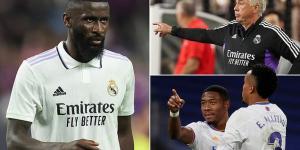 Real Madrid boss Carlo Ancelotti hints 'very intelligent' Antonio Rudiger could switch to left-back to maintain David Alaba's partnership with Eder Militao in the centre of defence