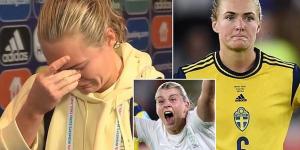 Heartbroken Sweden star Magdalena Eriksson is left in tears after 'extreme disappointment' of 4-0 semi-final thrashing by England in the Women's Euros semi-finals - as defender rues 'tough' result after failing to capitalise on first-half momentum 