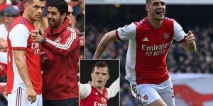 Granit Xhaka reveals Mikel Arteta persuaded him to stay at Arsenal when midfielder was ready to quit three years ago... as former club captain labels Spanish boss a 'freak, but in a good way'