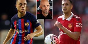 Man United 'in talks with Barcelona over move for defender Sergino Dest' despite difficulties trying to sign Frenkie de Jong from the Catalan giants... with Erik ten Hag 'prepared to offer Diogo Dalot in return' 