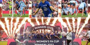 Chelsea Women 3-2 Manchester City Women (AET): Emma Hayes' team complete the double with Sam Kerr netting the winner in extra-time after Hayley Raso's late equaliser... in front of record Women's FA Cup final crowd