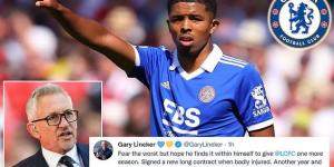 Gary Lineker urges Wesley Fofana to stay at Leicester for one more season despite the defender agreeing personal terms with Chelsea, as the TV presenter and Foxes fan insists 'all the monster clubs' will still be keen to sign him next year 
