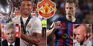 Manchester United 'identify Casemiro as a transfer alternative to Frenkie de Jong' amid their struggle to sign the Barcelona star... but Carlo Ancelotti is 'hoping to keep his star midfielder at Real Madrid this summer' 