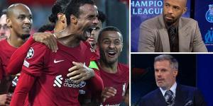 Thierry Henry praises Liverpool defender Joel Matip for his goal scoring ability and jokes that he has outscored co-pundit Jamie Carragher as he hails the Reds' gritty performance against Ajax