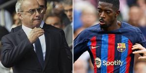 'He's great but we had different plans': PSG director Luis Campos reveals the French champions opted against signing Barcelona winger Ousmane Dembele this summer because they are 'playing with another system'