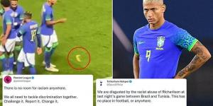 Tottenham and the Premier League condemn 'disgusting' racist abuse of Richarlison after a banana was thrown at him while he celebrated a goal in Brazil's win over Tunisia 