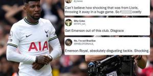 'Get him out of this club!': Furious fans call for Spurs full-back Emerson Royal to be SOLD after 'disgusting' red card in North London derby - after Brazilian is sent off for rash challenge on Arsenal's Gabriel Martinelli