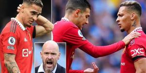 Antony 'IGNORED orders from Erik ten Hag to track back and help Diogo Dalot' during Manchester United's derby humiliation against rivals City, with the boss left fuming at his £85m summer signing 