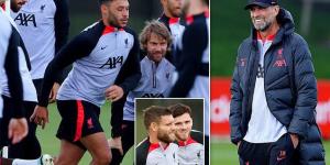 Liverpool receive a boost as Alex Oxlade-Chamberlain returns to training after missing the start of the season with a thigh injury, while Andy Robertson is back involved with the group 